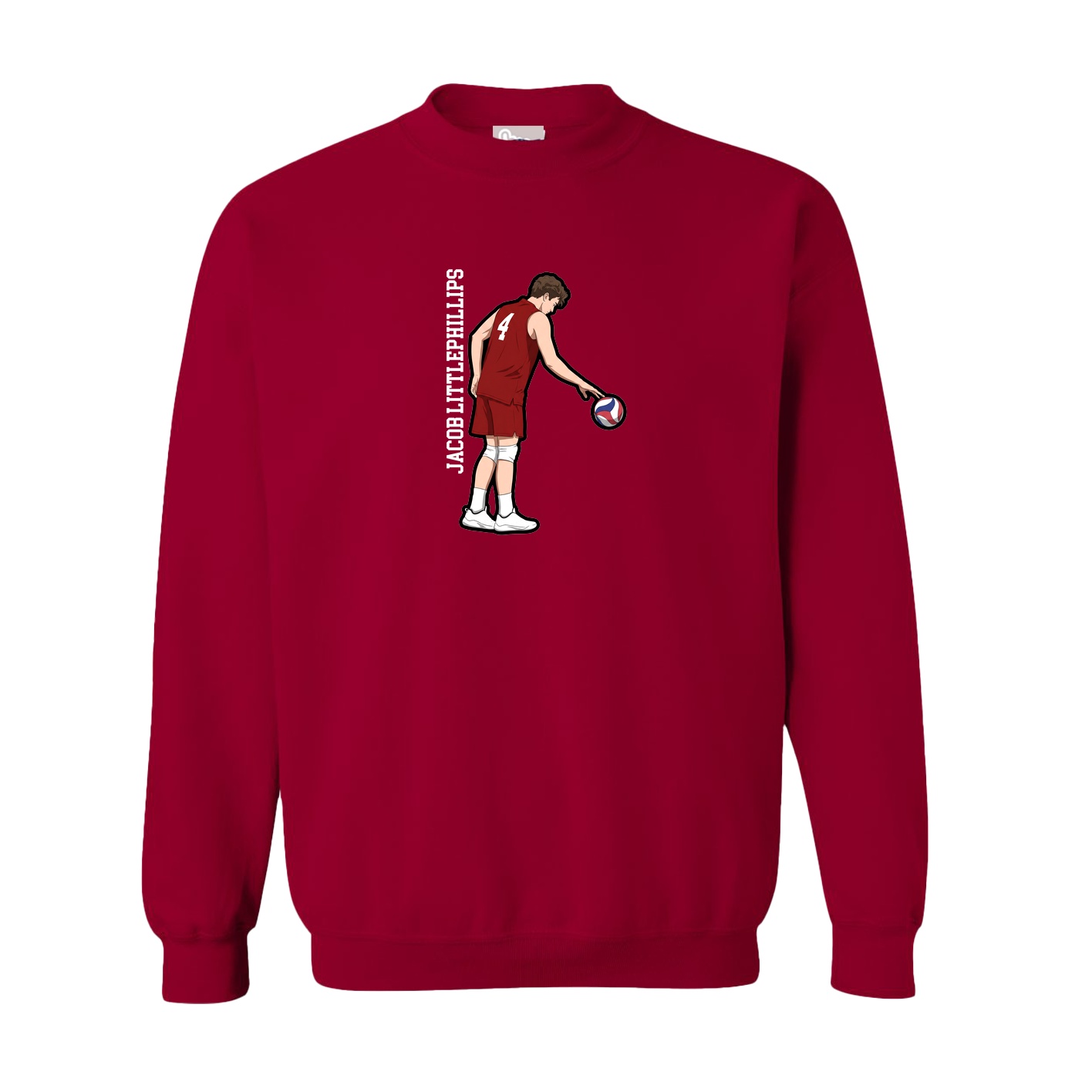 Fleece Crew — Name Vertical in Cardinal