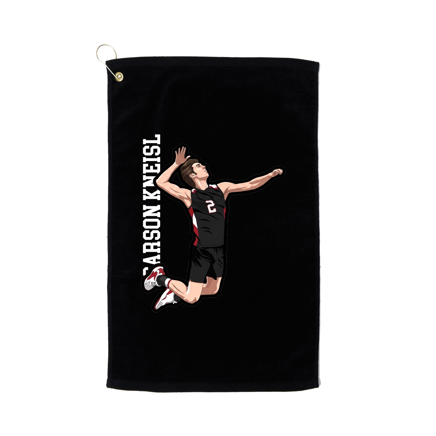 Golf Towel — Name Vertical in Black