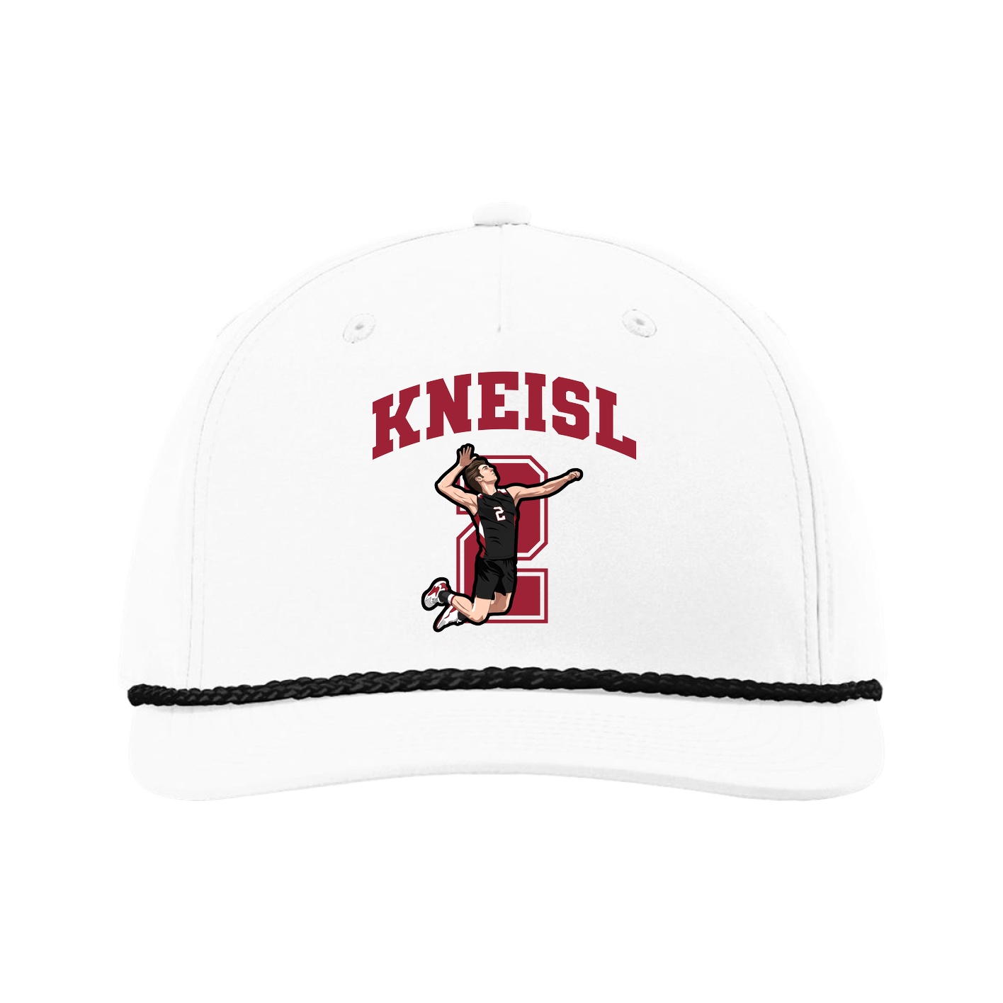 Five-Panel Classic Rope Cap — Number in White