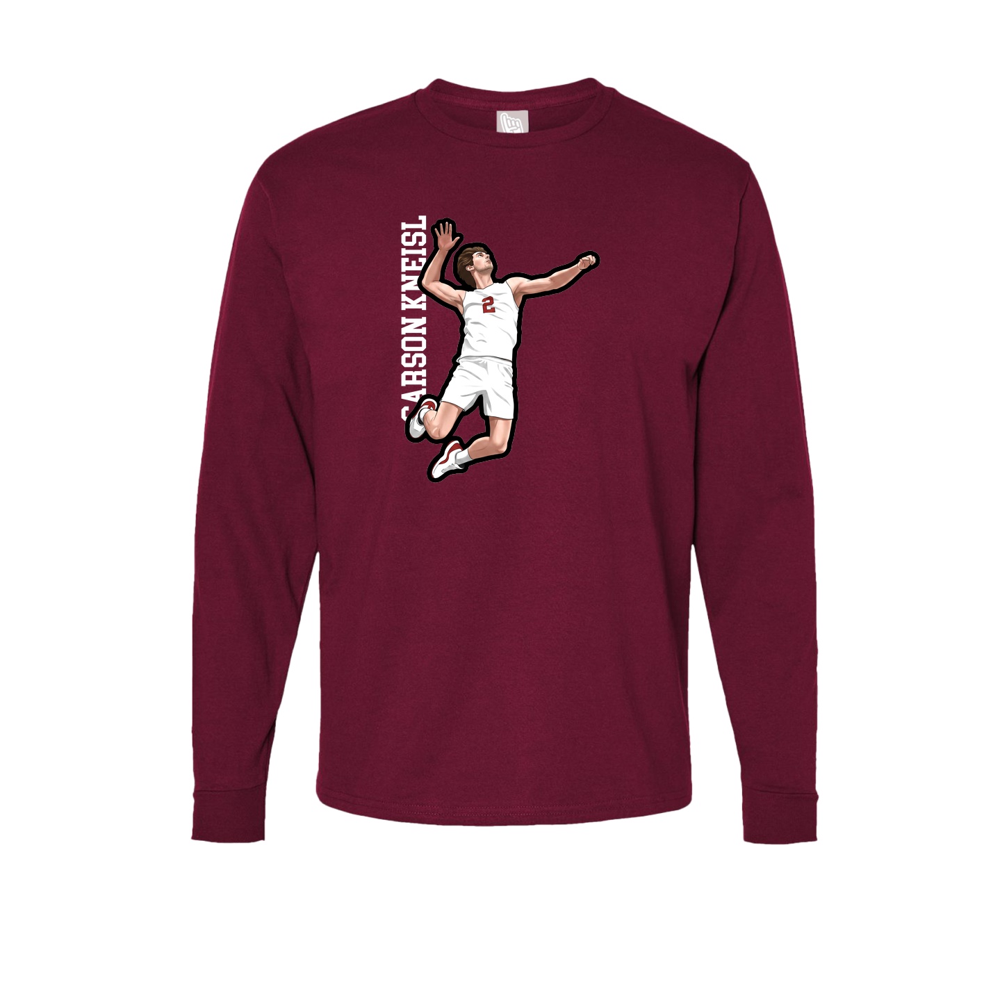Long Sleeve Tee — Name Vertical in Cardinal
