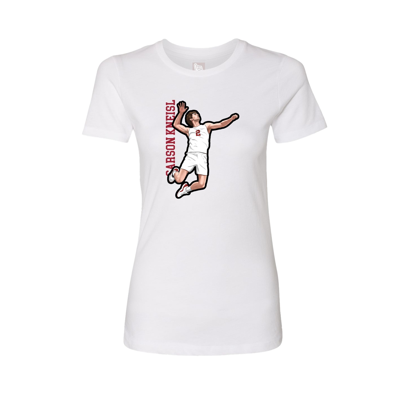 Fitted Women's Tee — Name Vertical in White