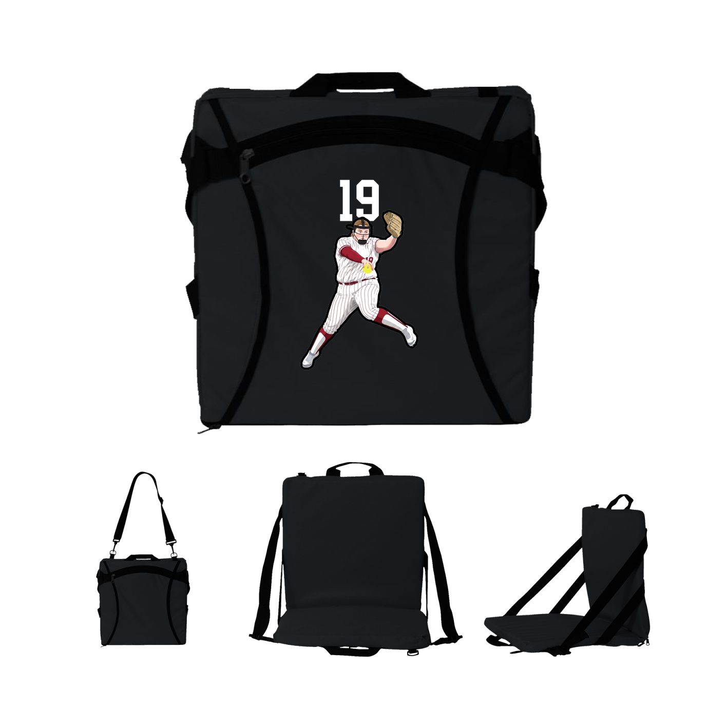 Folding Stadium Seat — Number Top in Black