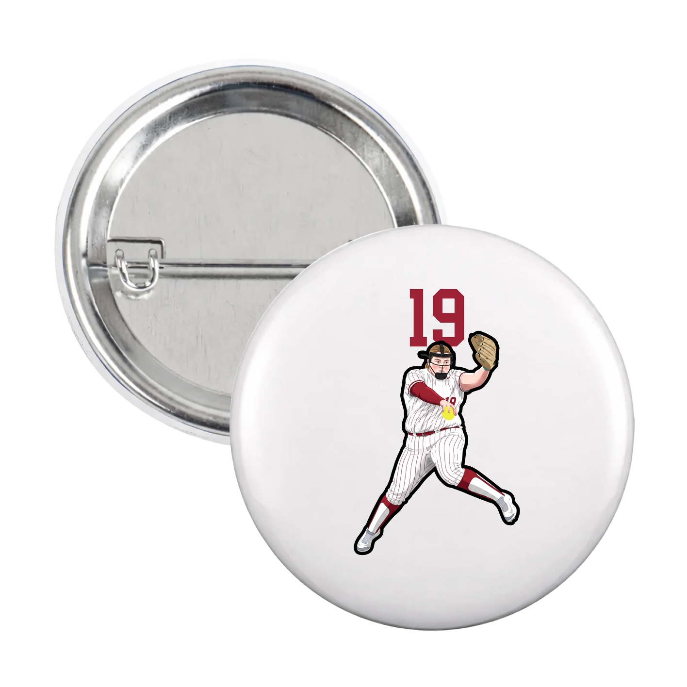 Game Day Button — Number Top in White