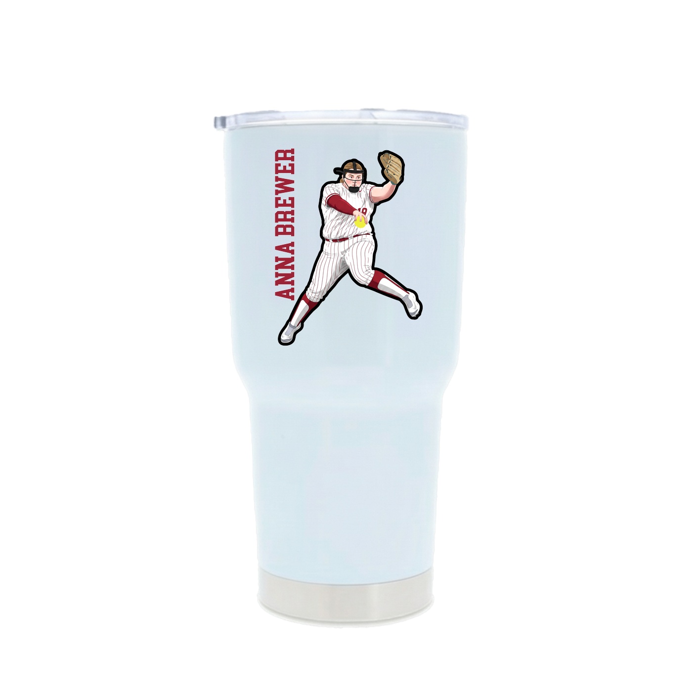 30oz Stainless Steel Tumbler — Name Vertical in White