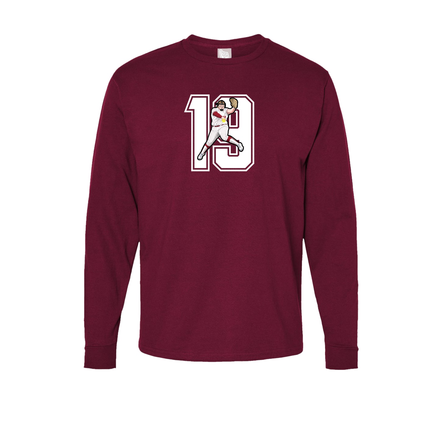 Long Sleeve Tee — Number in Cardinal