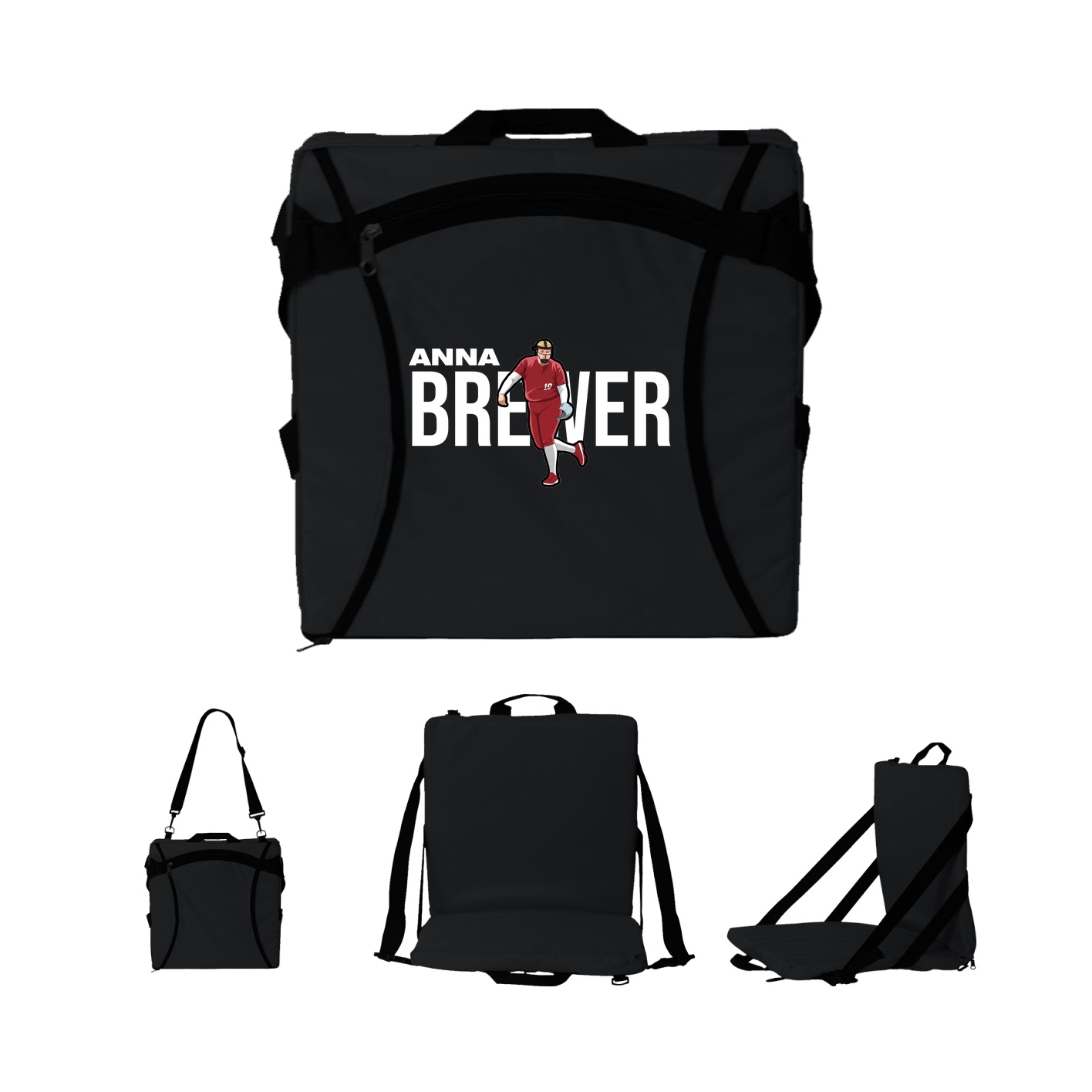 Folding Stadium Seat — Player Name in Black