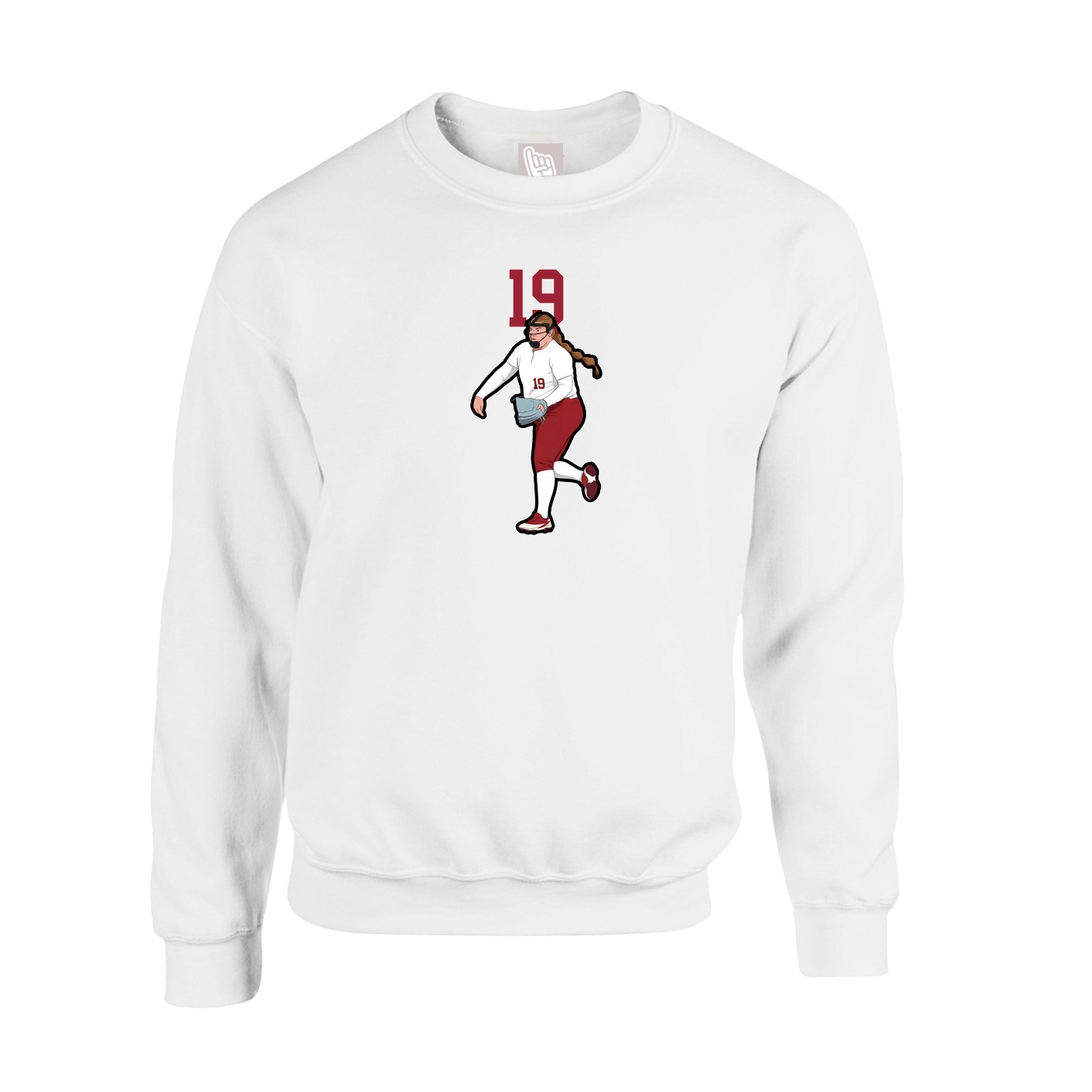Fleece Crew — Number Top in White