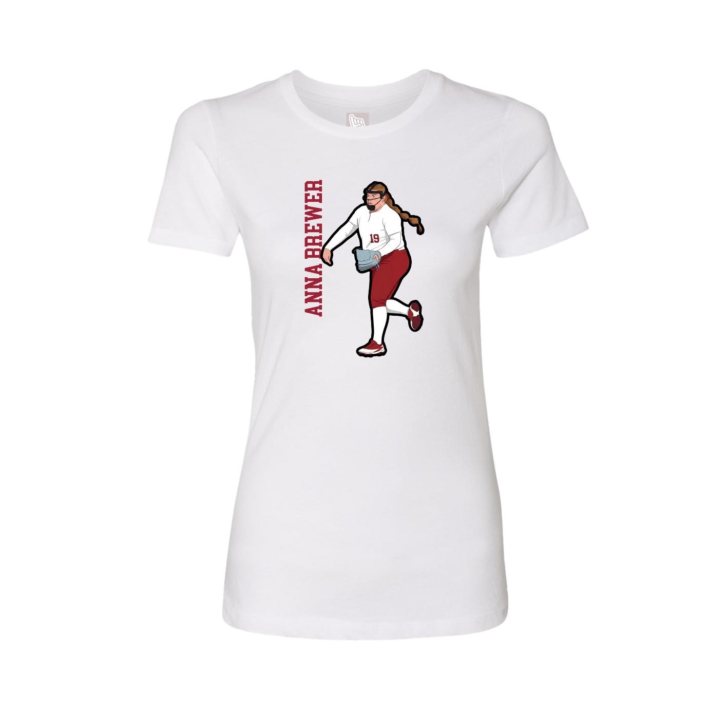 Womens Tee — Name Vertical in White