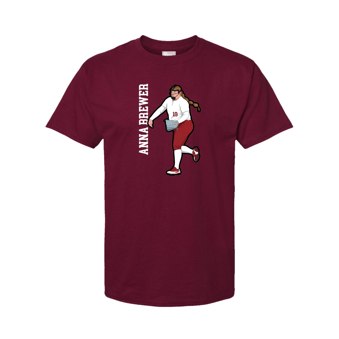 Youth Tee — Name Vertical in Cardinal