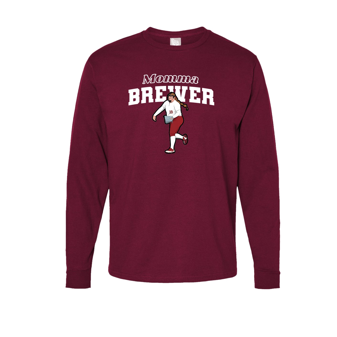 Long Sleeve Tee — Mothers Day Block in Cardinal