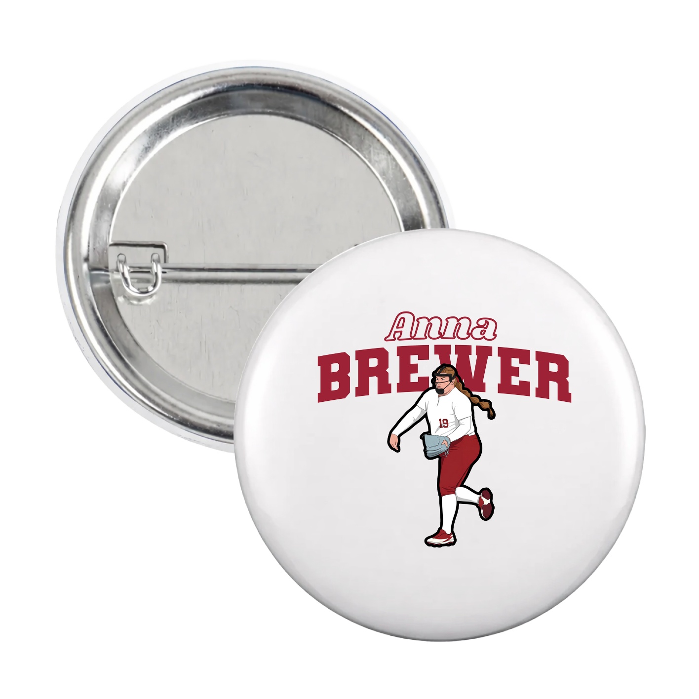 Game Day Button — Name Arch in White