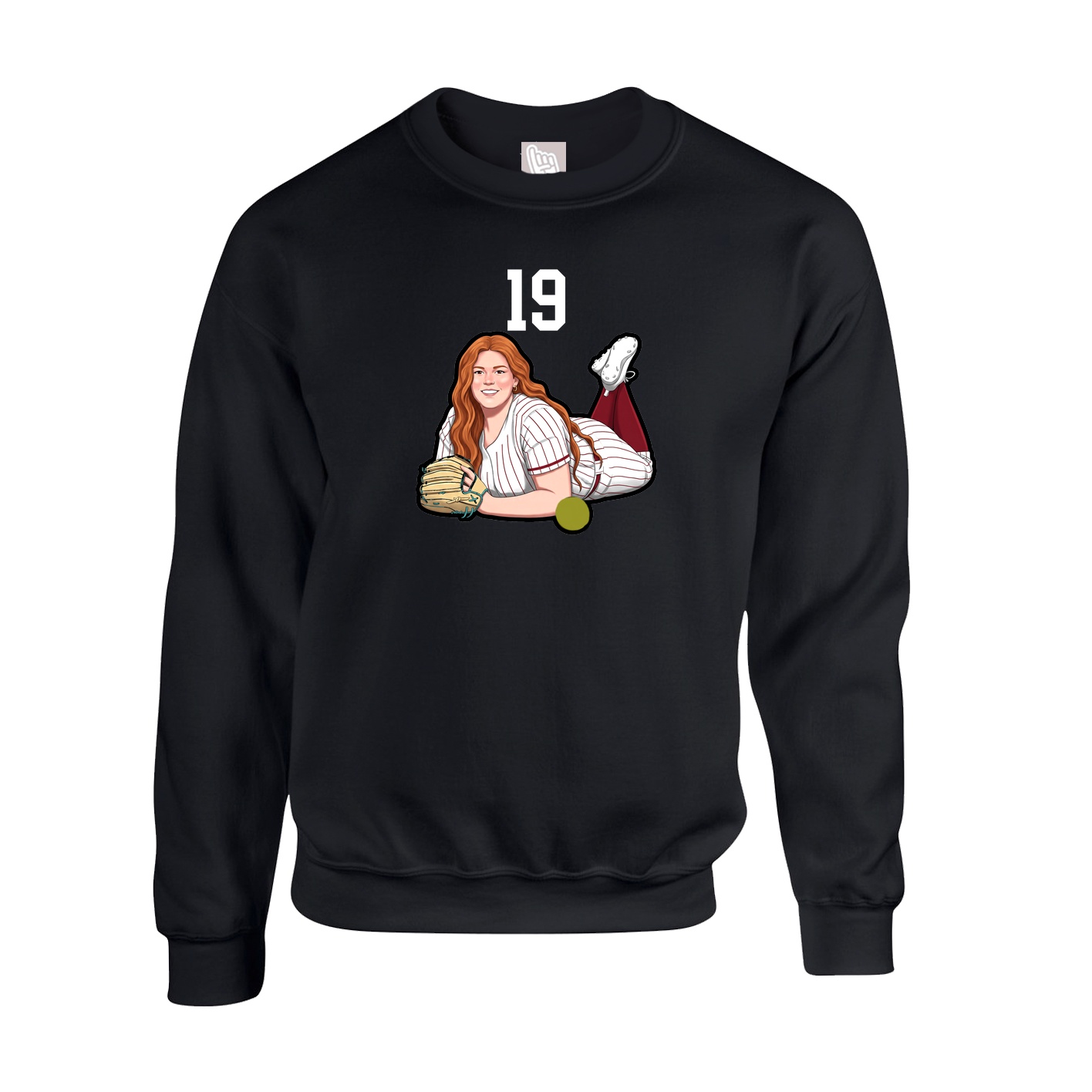 Fleece Crew — Number Top in Black