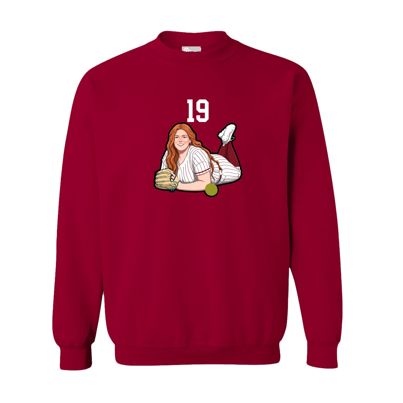 Fleece Crew — Number Top in Cardinal