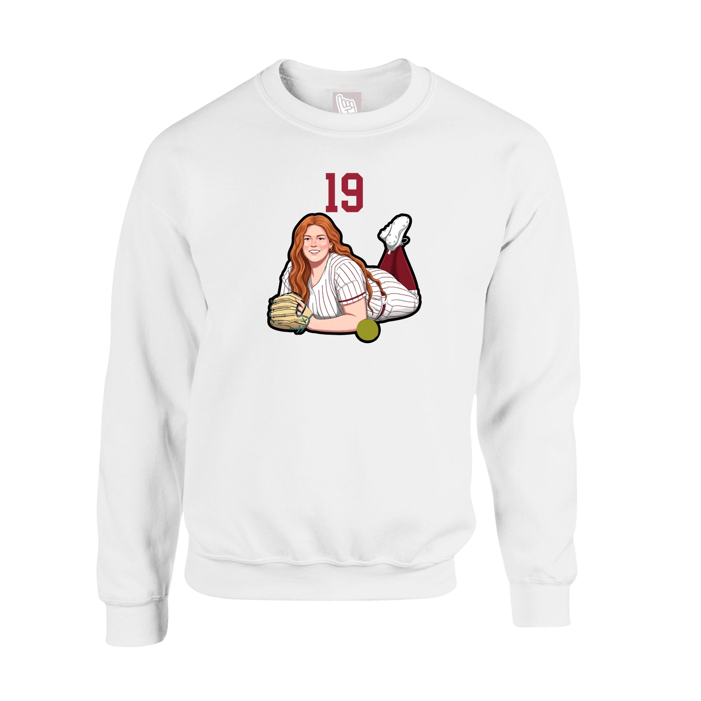 Fleece Crew — Number Top in White