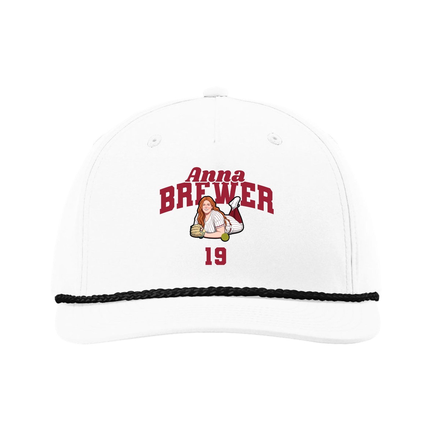 Five-Panel Classic Rope Cap — Signature Arch in White