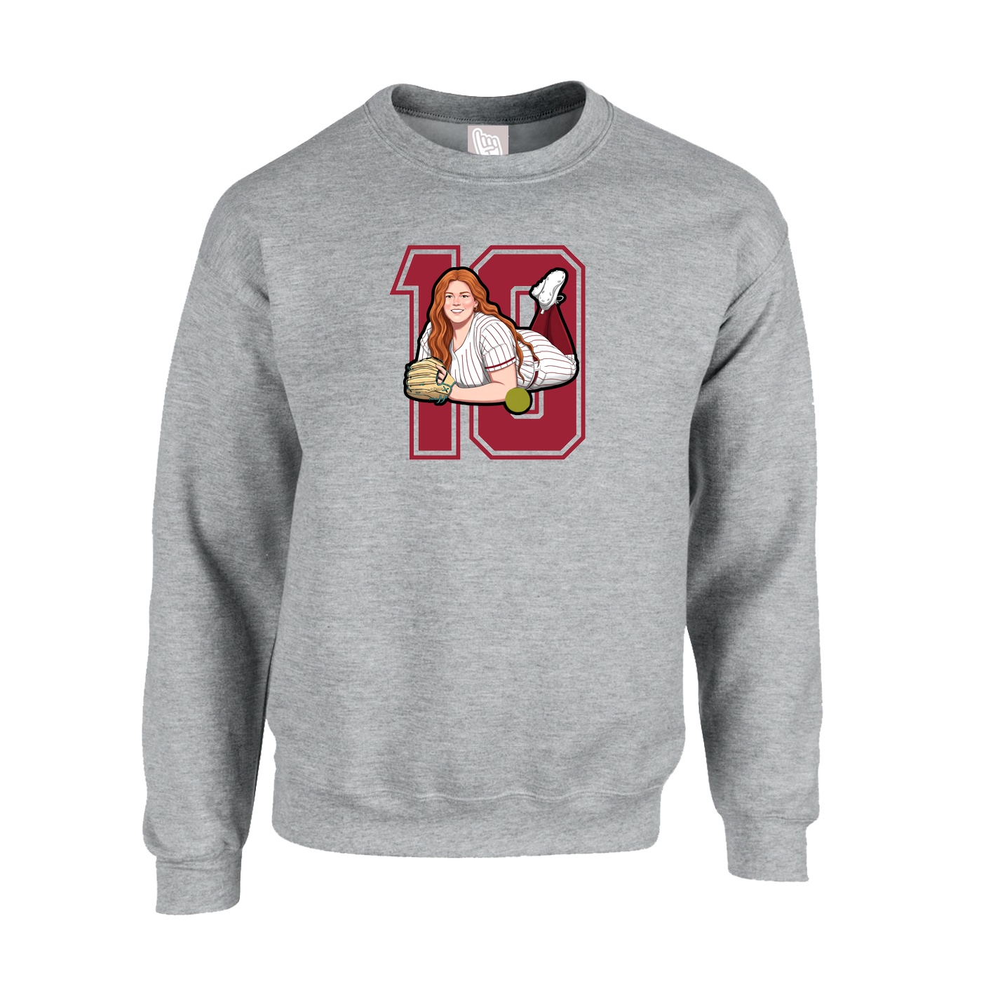 Fleece Crew — Number in Grey