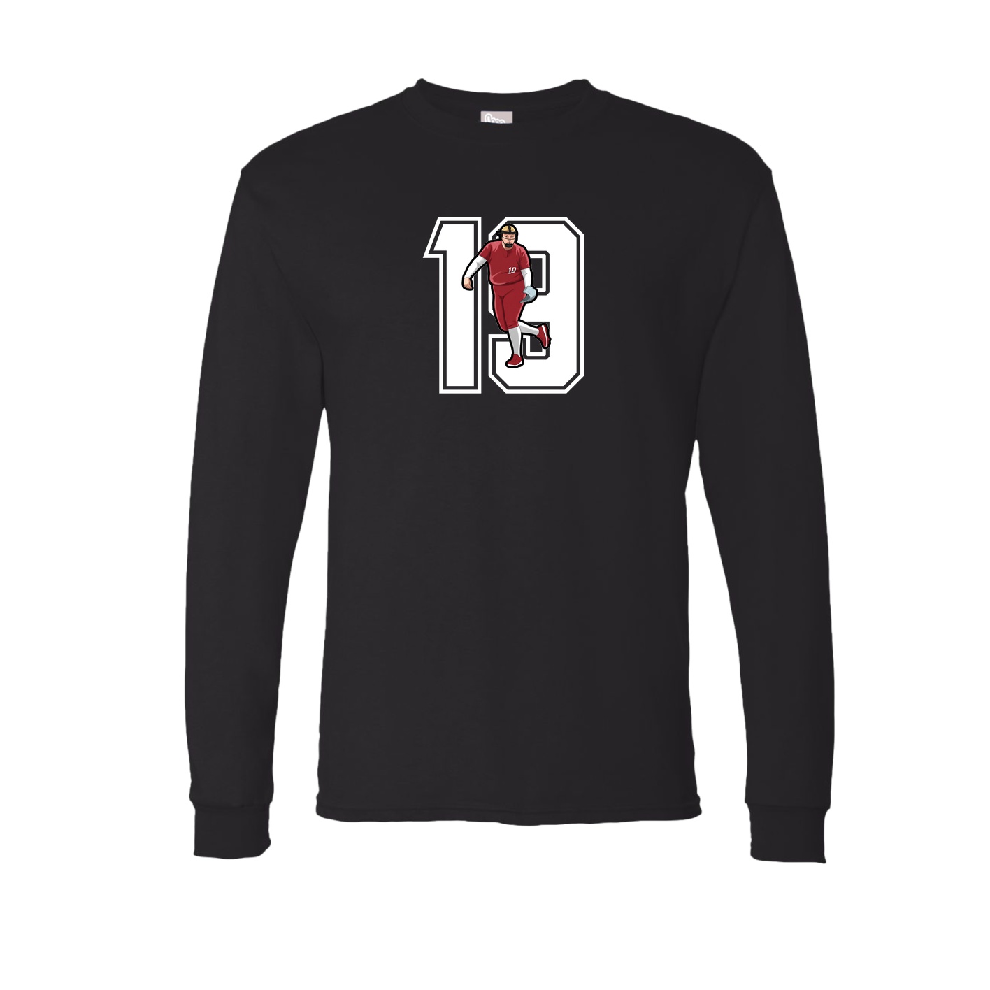 Long Sleeve Tee — Number in Black