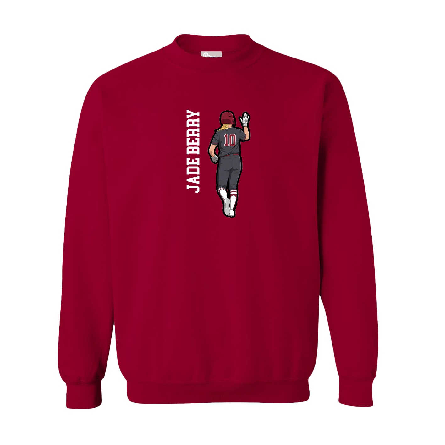 Fleece Crew — Name Vertical in Cardinal