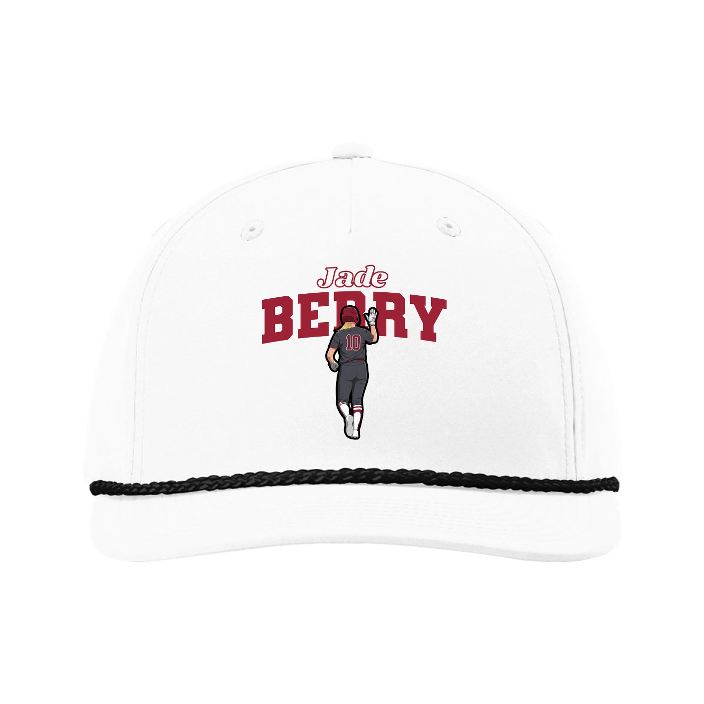 Five-Panel Classic Rope Cap — Name Arch in White