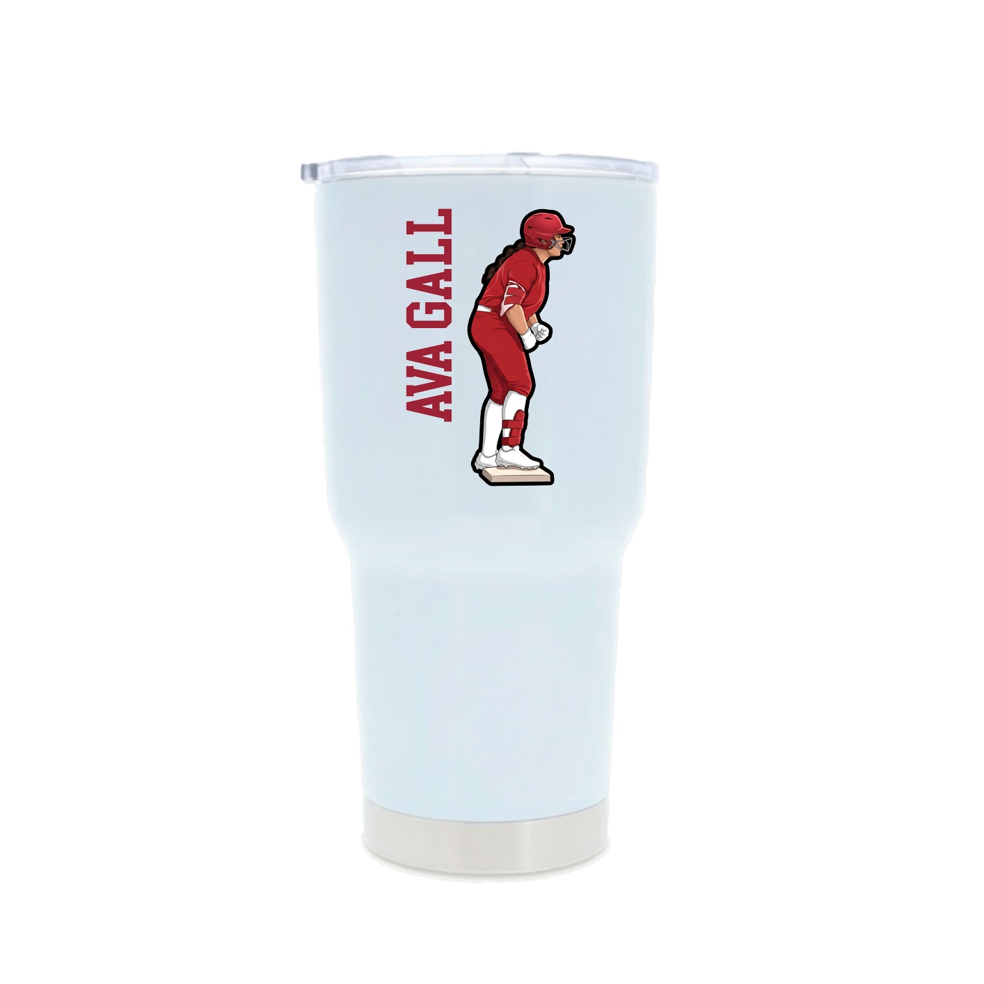 30oz Stainless Steel Tumbler — Name Vertical in White