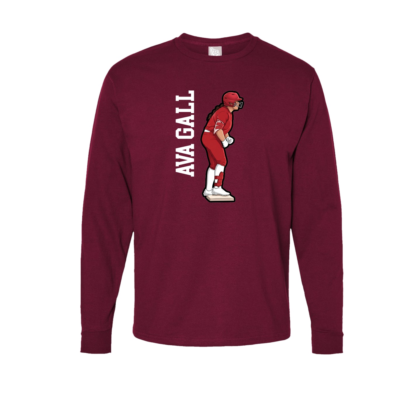 Long Sleeve Tee — Name Vertical in Cardinal