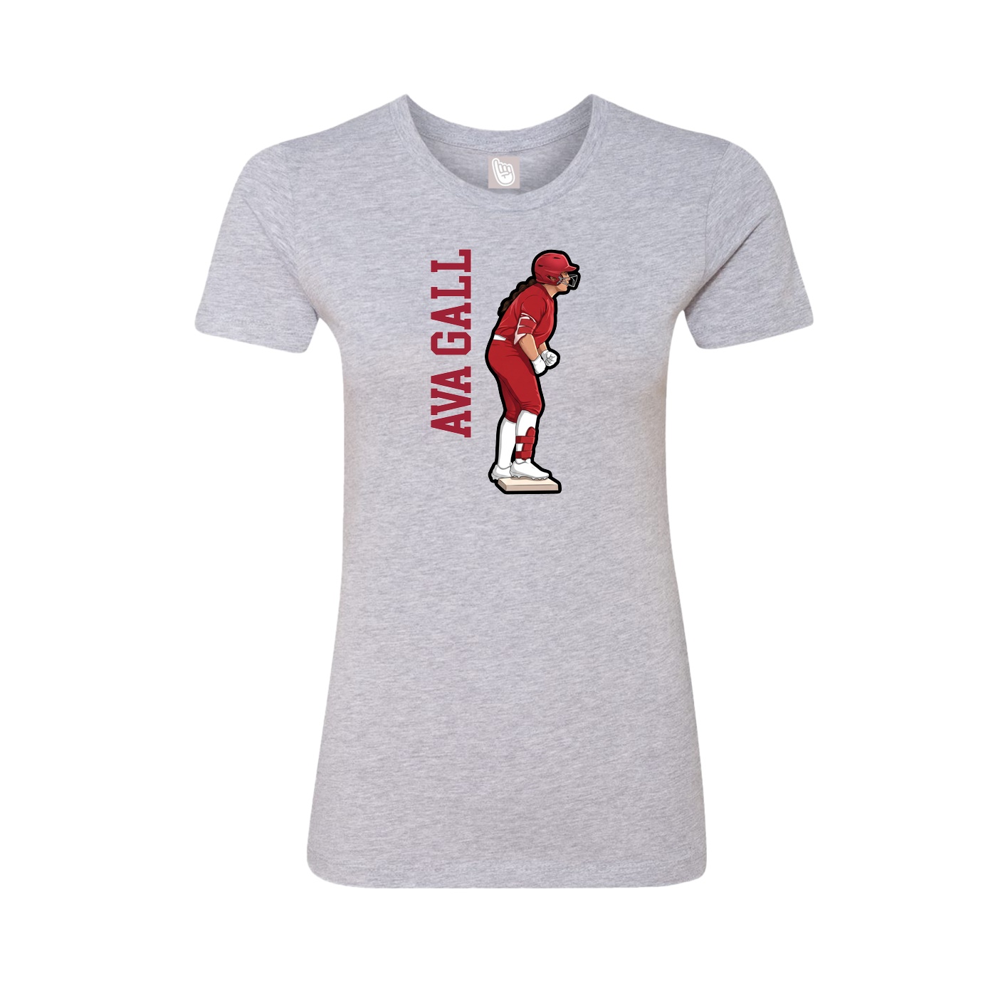 Fitted Women's Tee — Name Vertical in Grey