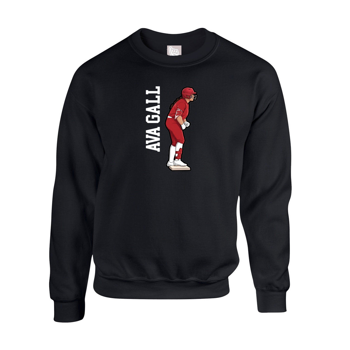 Fleece Crew — Name Vertical in Black