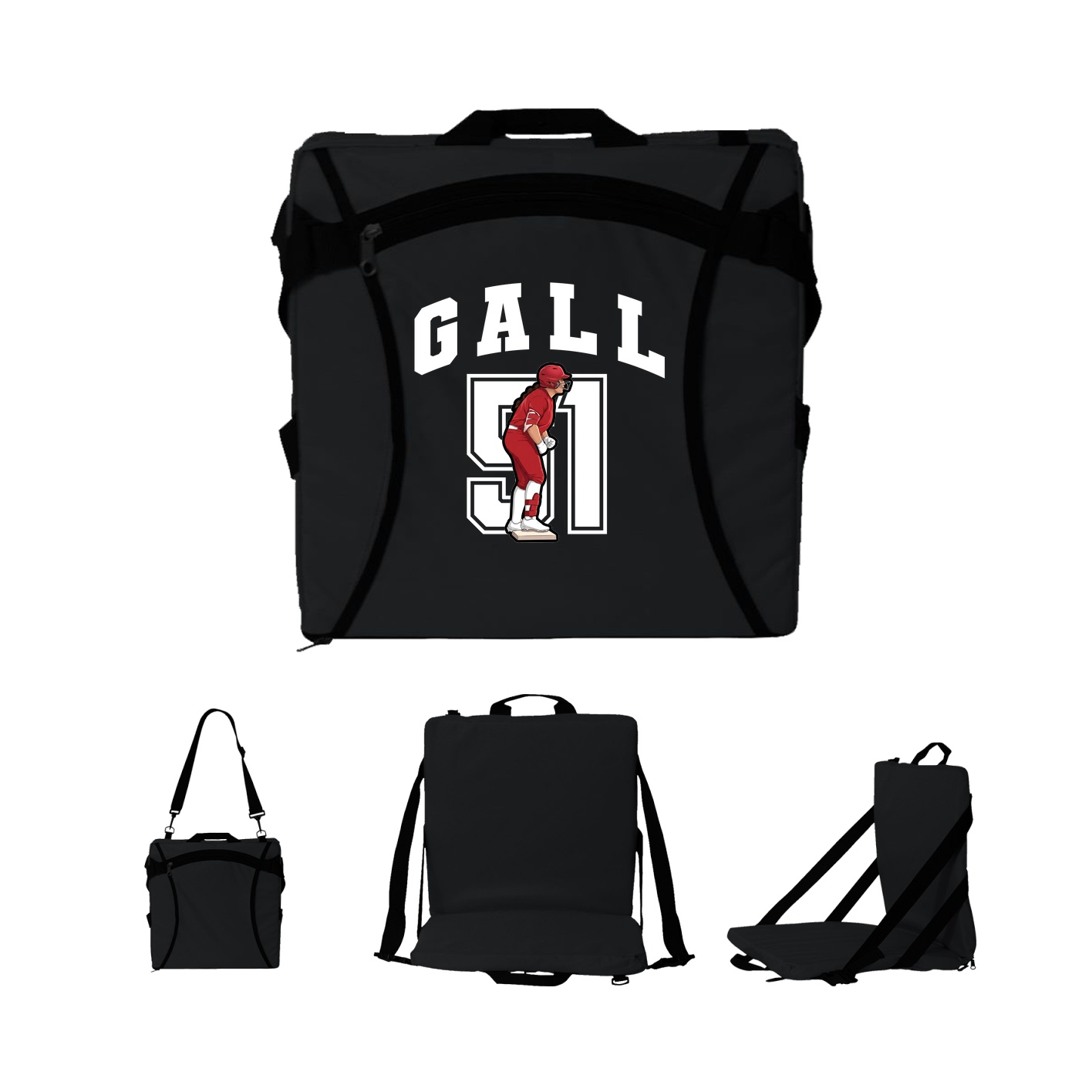 Folding Stadium Seat — Number in Black