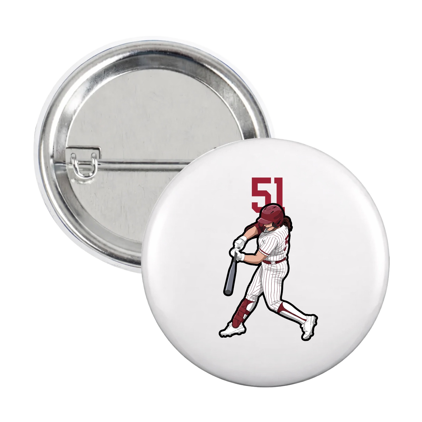 Game Day Button — Number Top in White