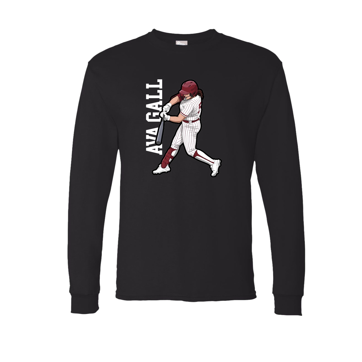 Long Sleeve Tee — Name Vertical in Black