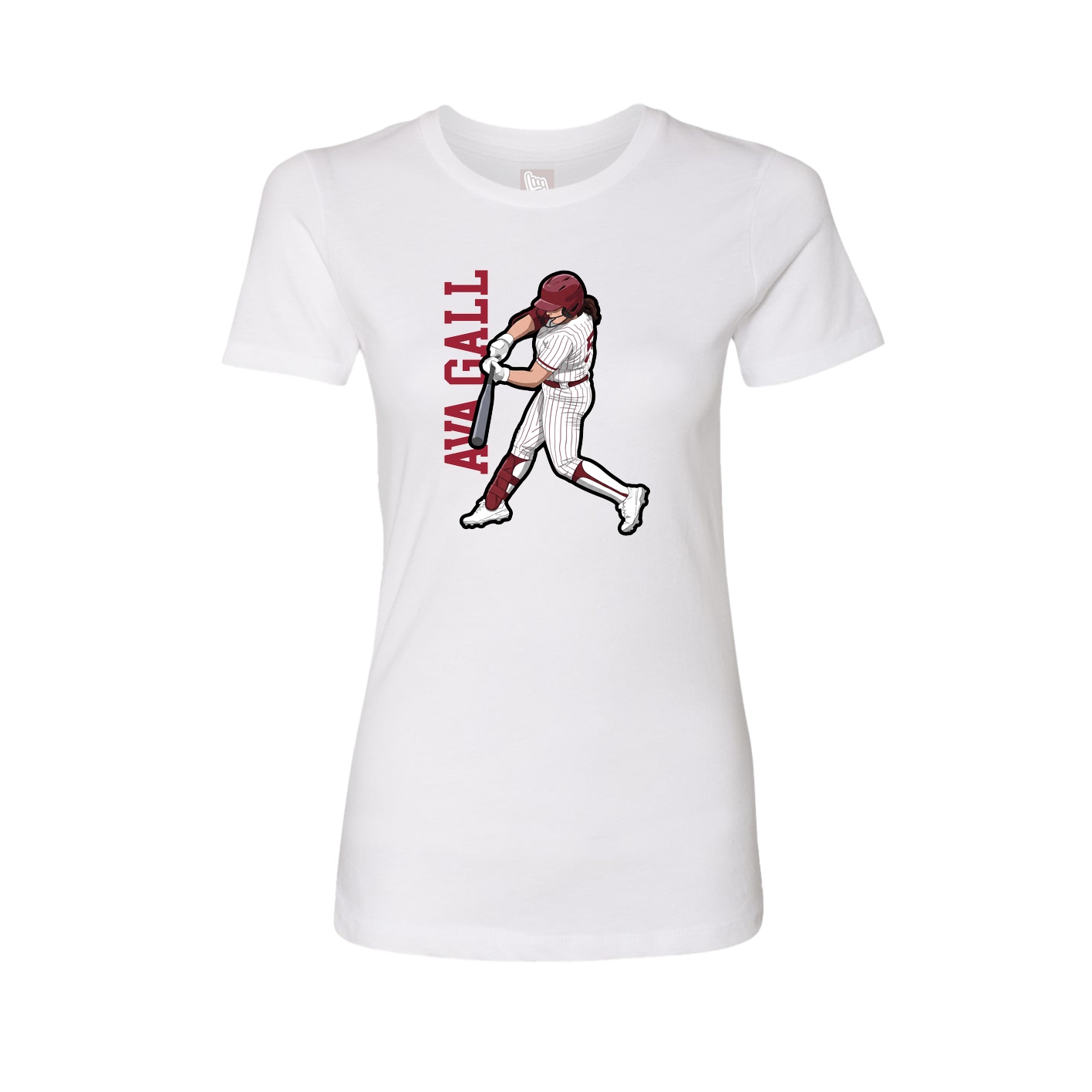 Fitted Women's Tee — Name Vertical in White