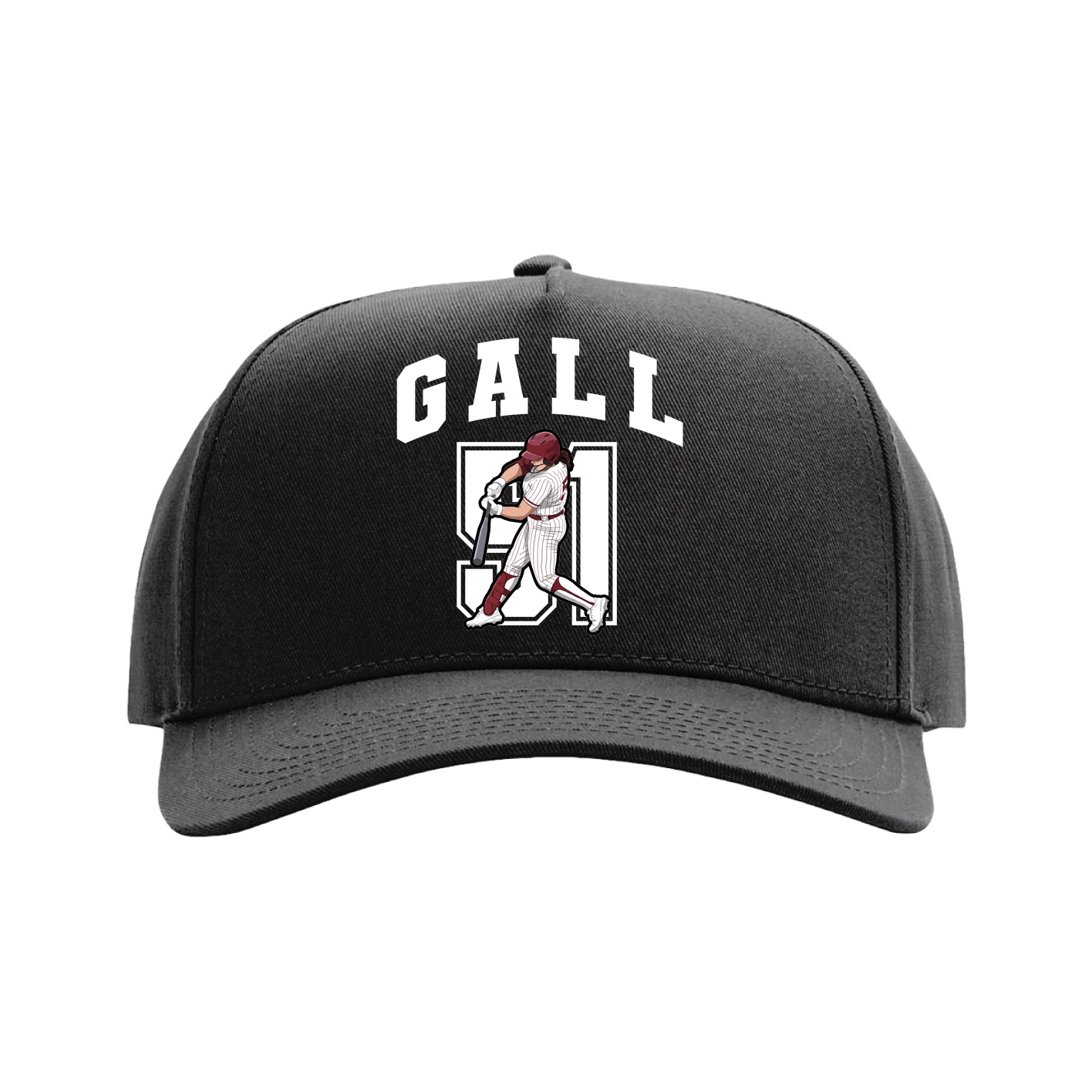 Full Fabric Five-Panel Champ Cap — Number in Black