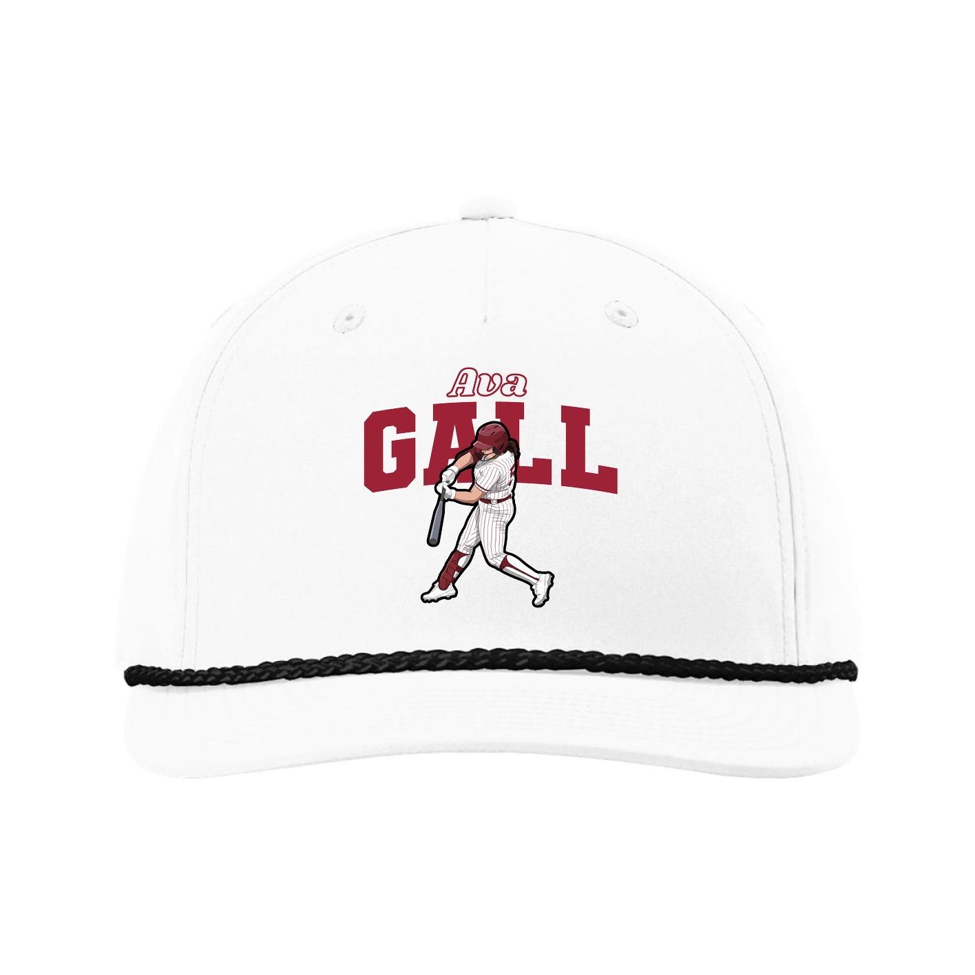 Five-Panel Classic Rope Cap — Name Arch in White