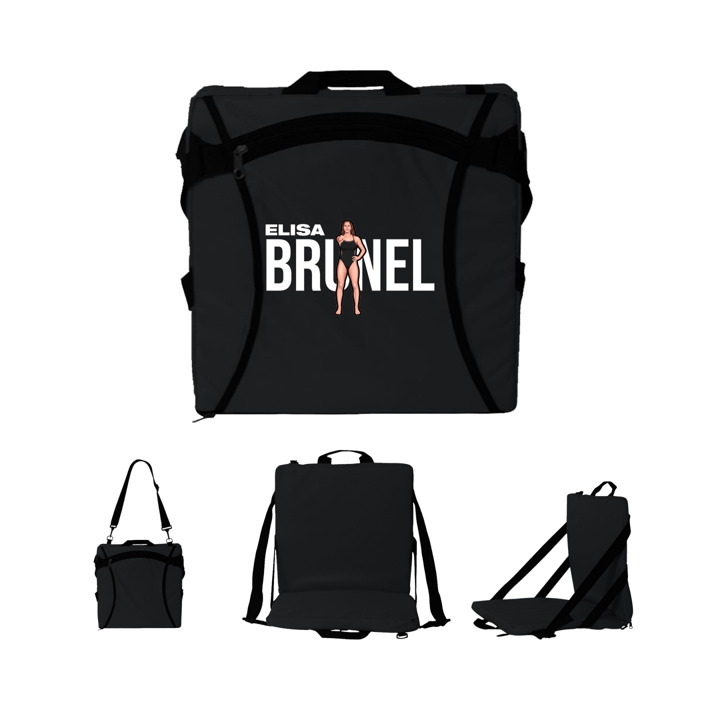 Folding Stadium Seat — Player Name in Black