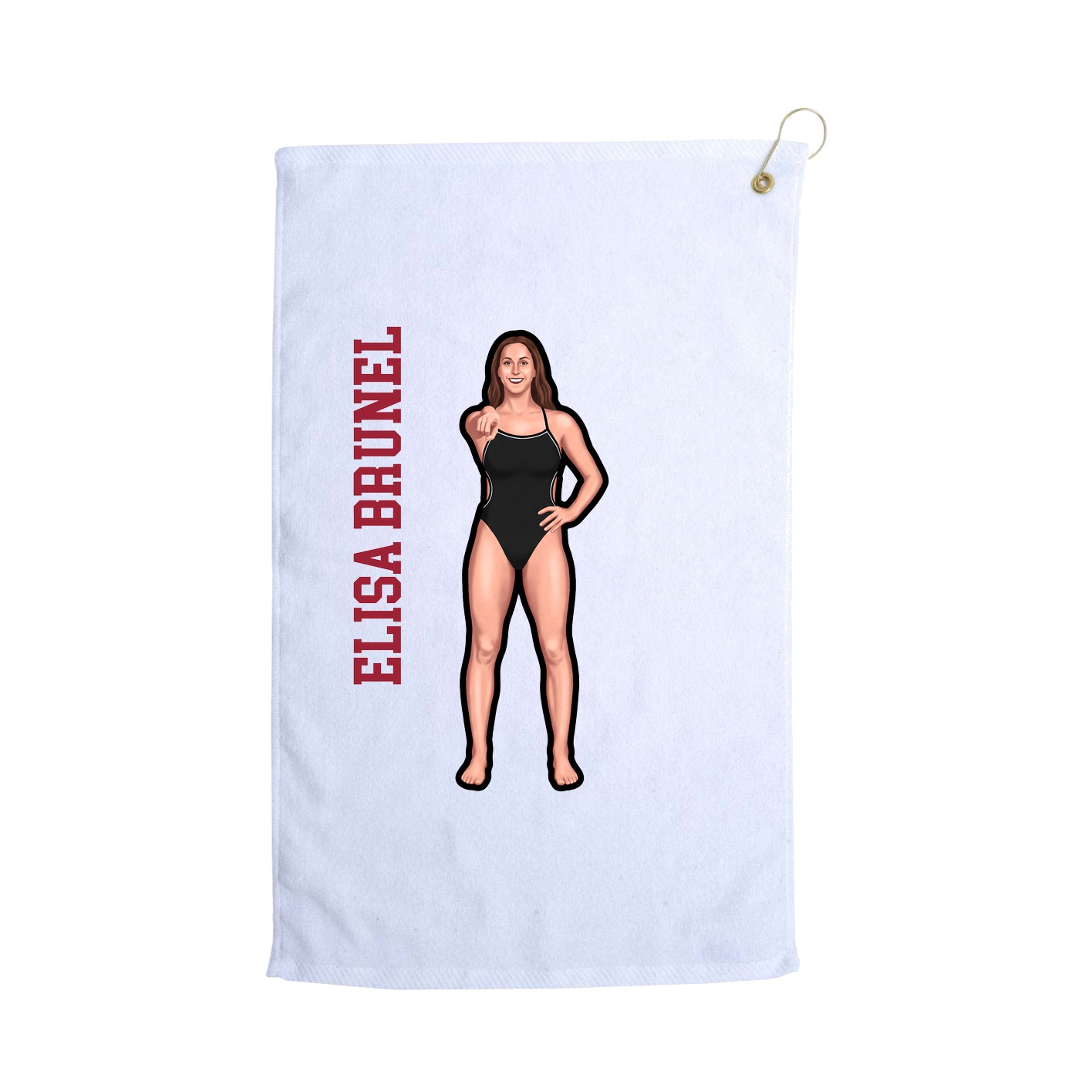 Golf Towel — Name Vertical in White