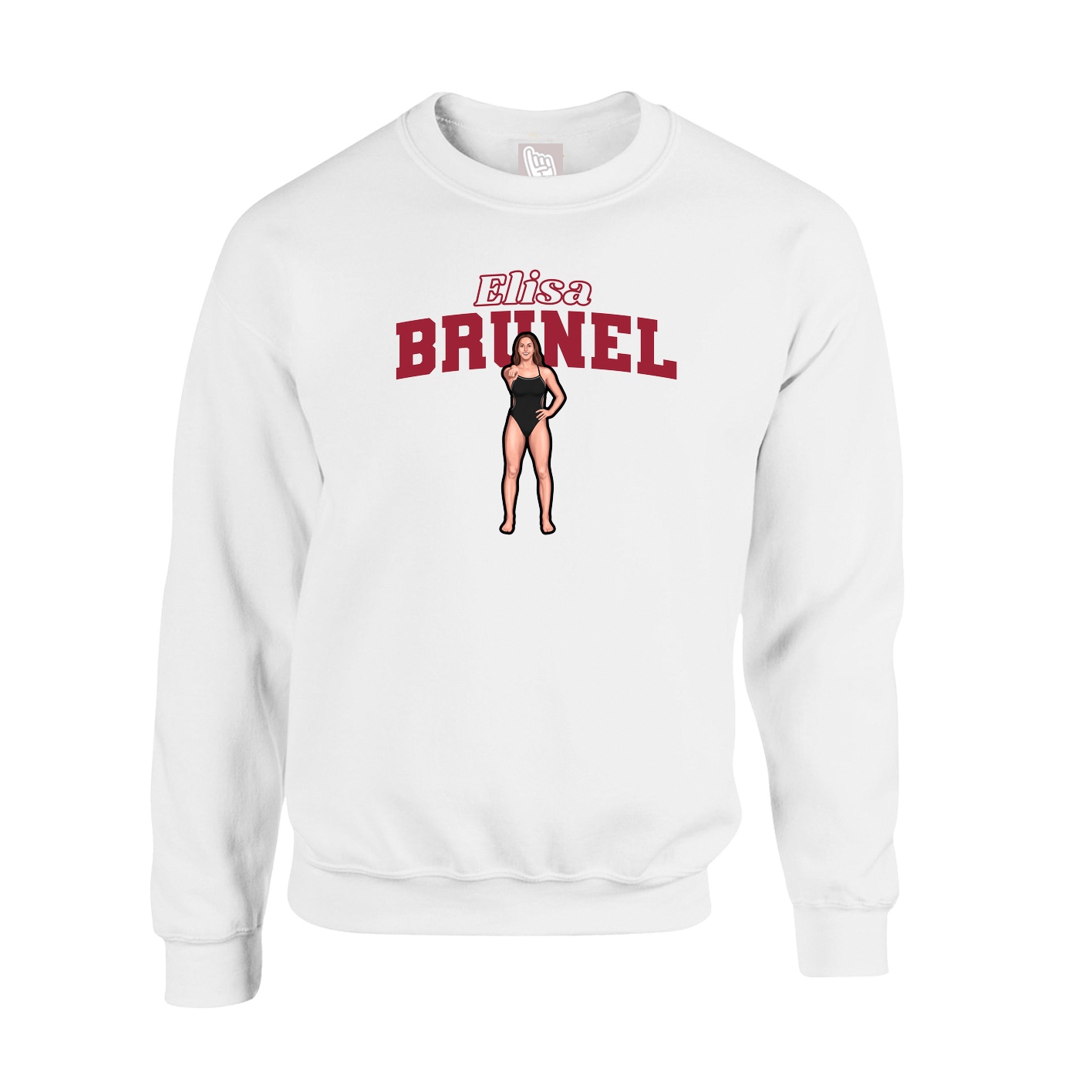 Fleece Crew — Name Arch in White