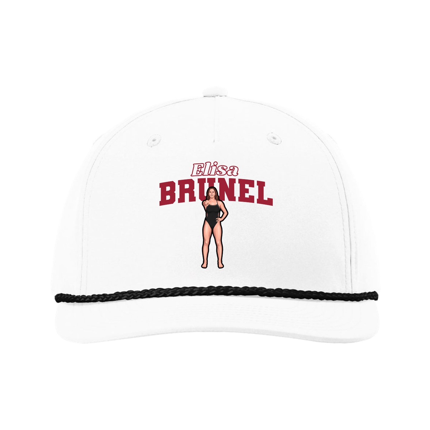 Five-Panel Classic Rope Cap — Name Arch in White