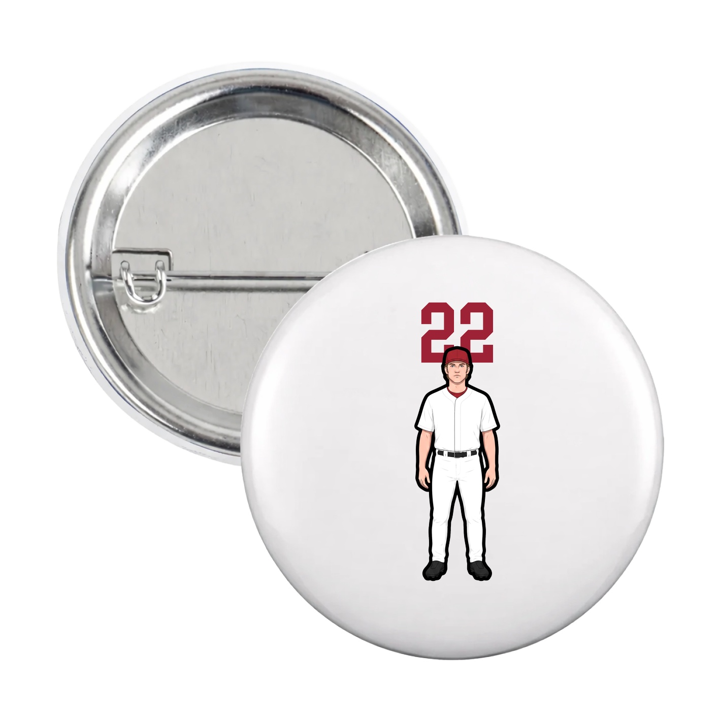 Game Day Button — Number Top in White