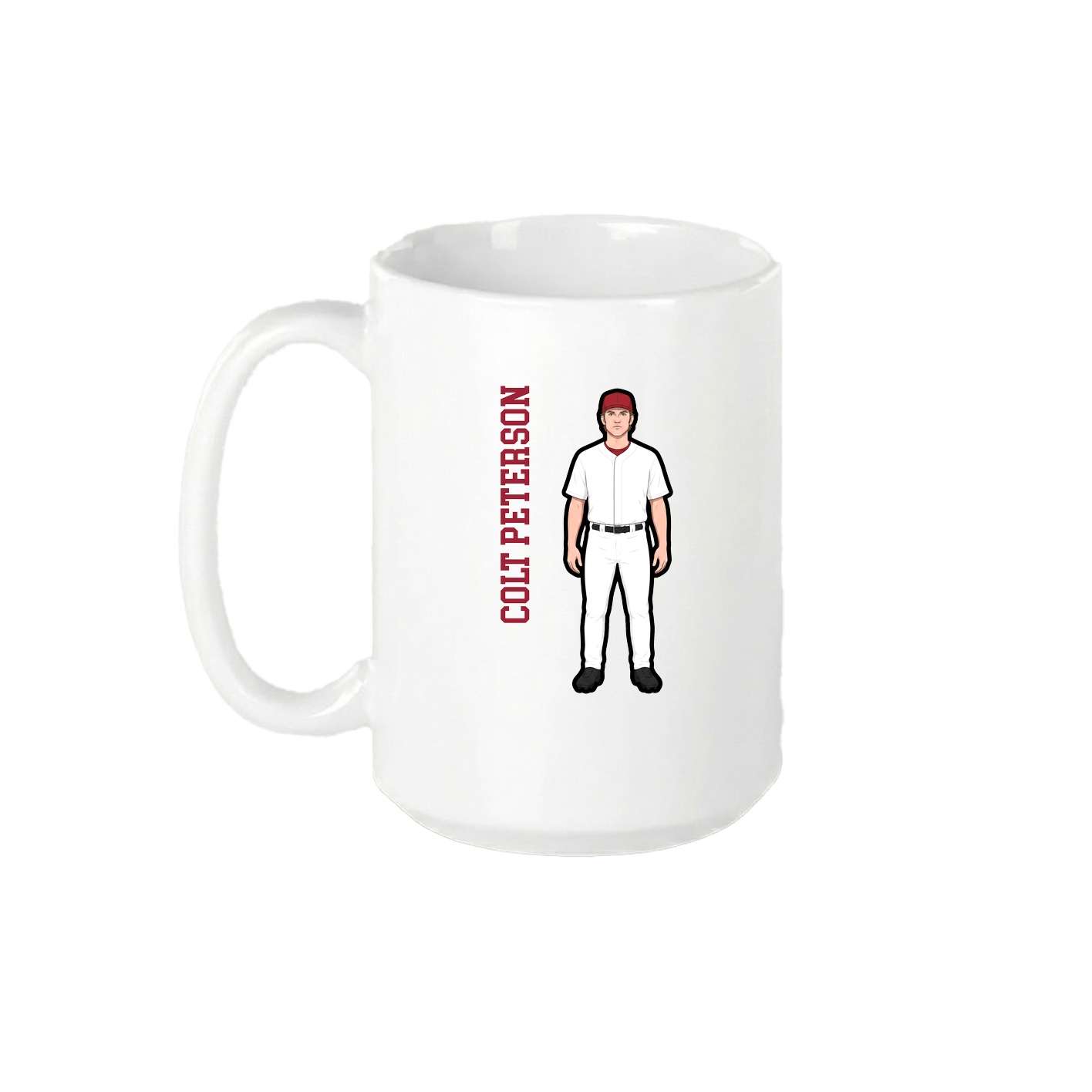 15oz Coffee Mug — Name Vertical in White