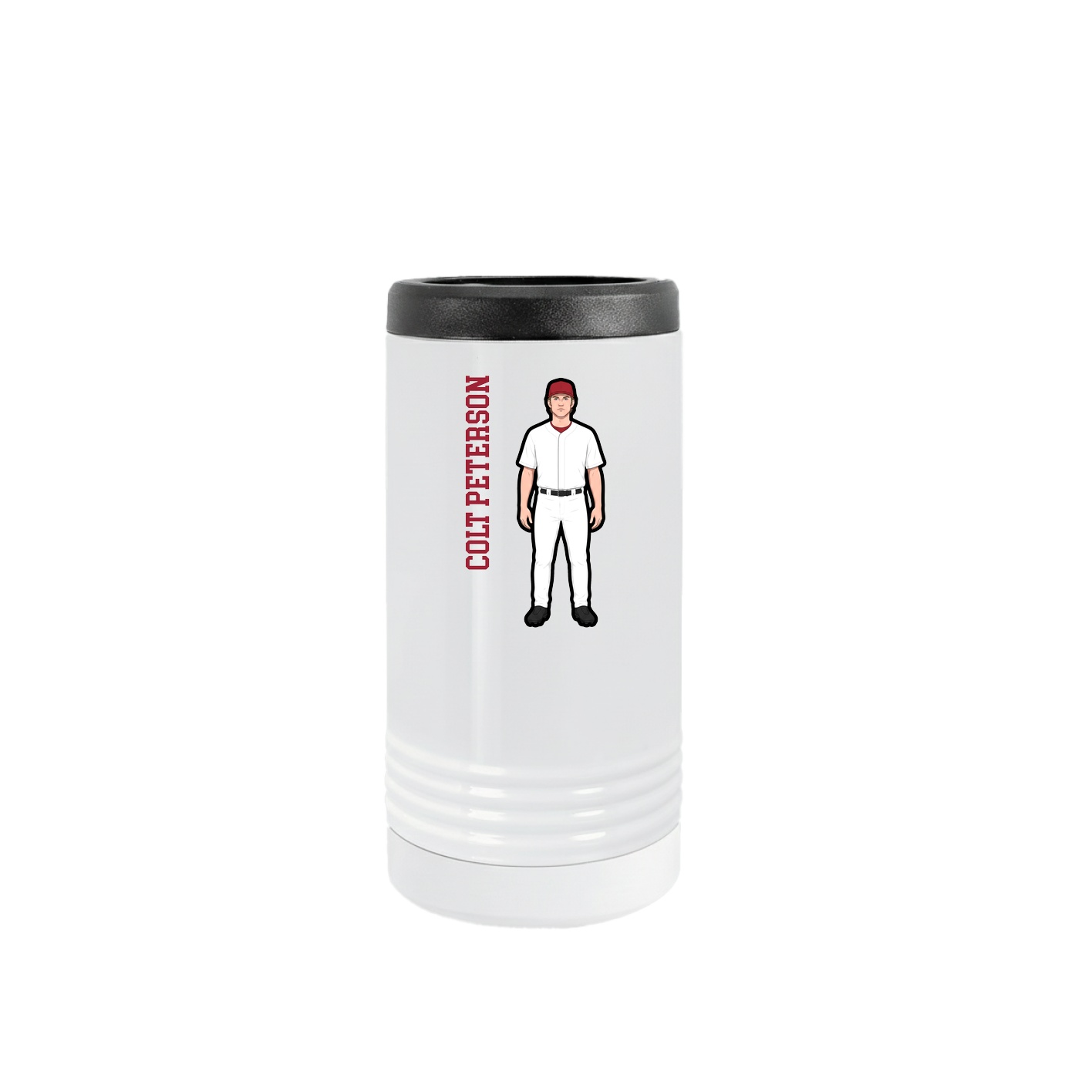 Slim Beverage Holder — Name Vertical in White