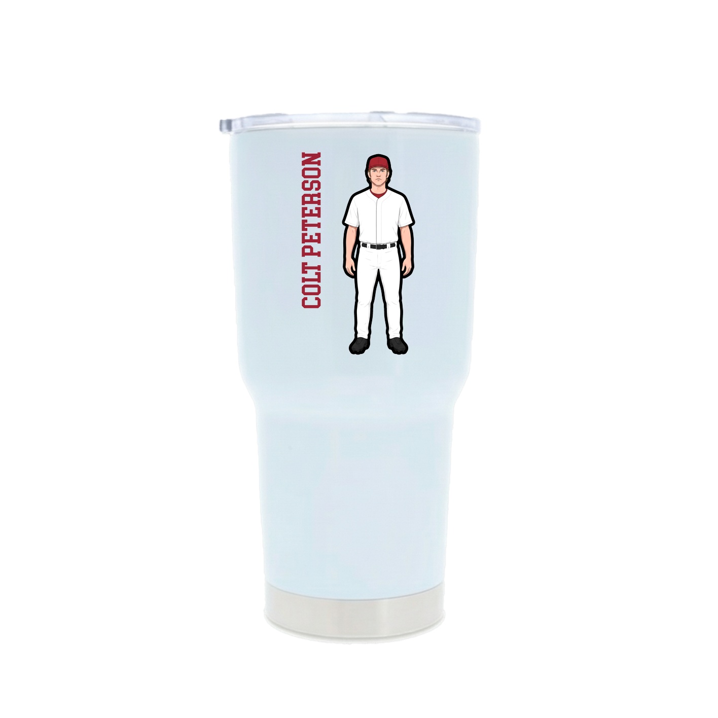 30oz Stainless Steel Tumbler — Name Vertical in White