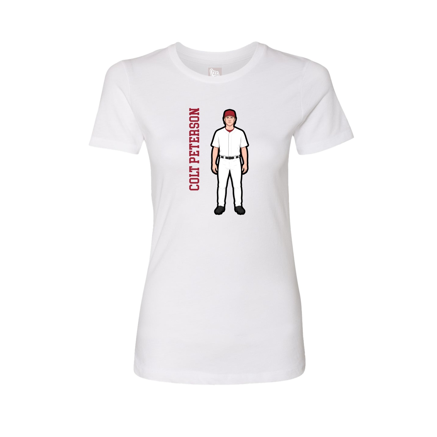Fitted Women's Tee — Name Vertical in White