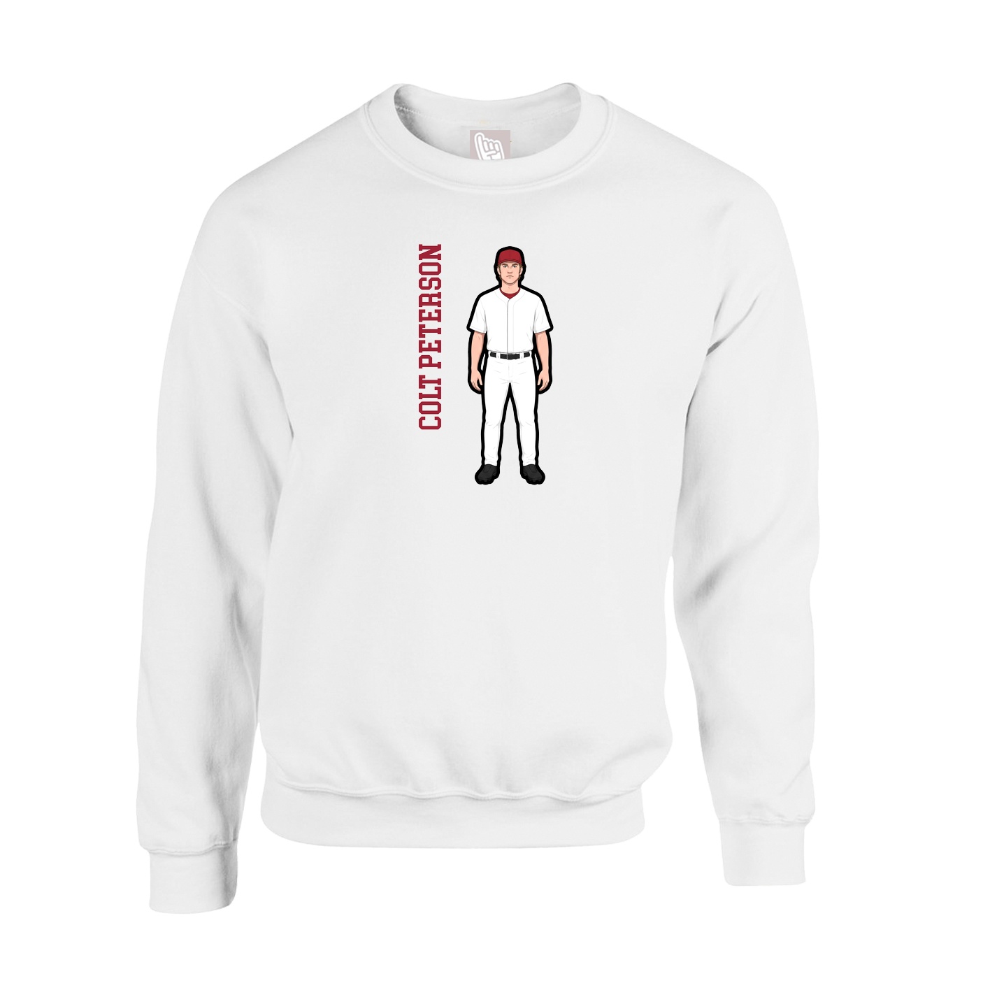 Fleece Crew — Name Vertical in White