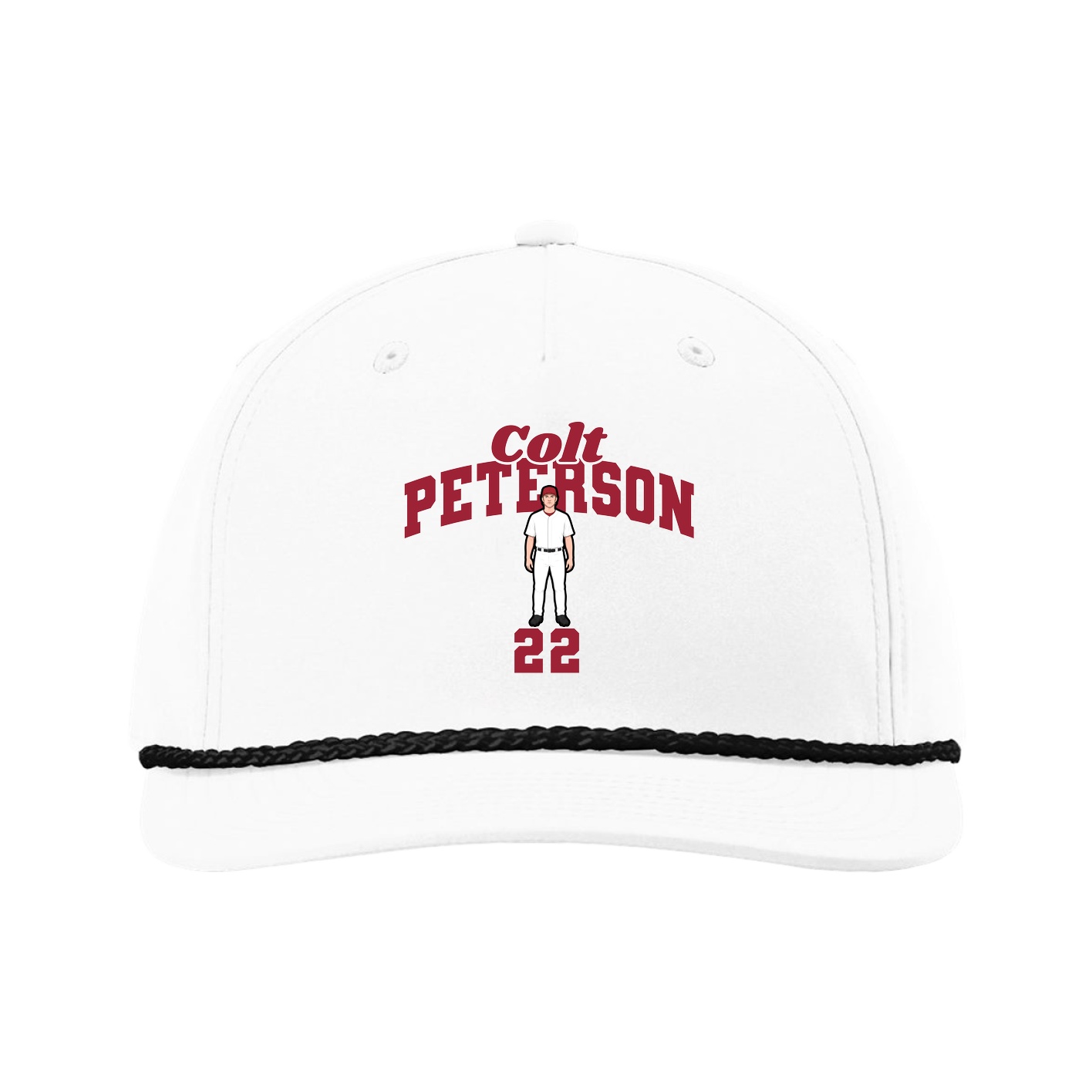 Five-Panel Classic Rope Cap — Signature Arch in White