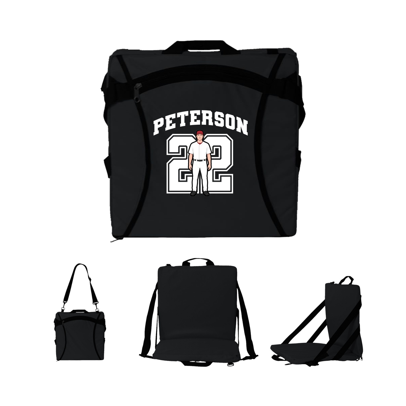 Folding Stadium Seat — Number in Black