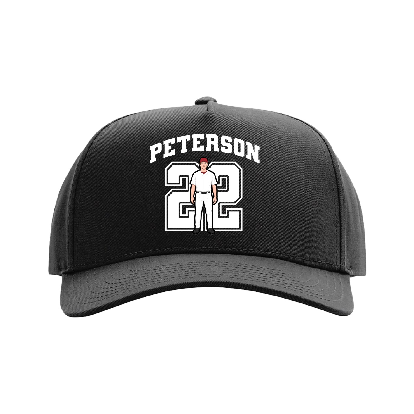 Full Fabric Five-Panel Champ Cap — Number in Black
