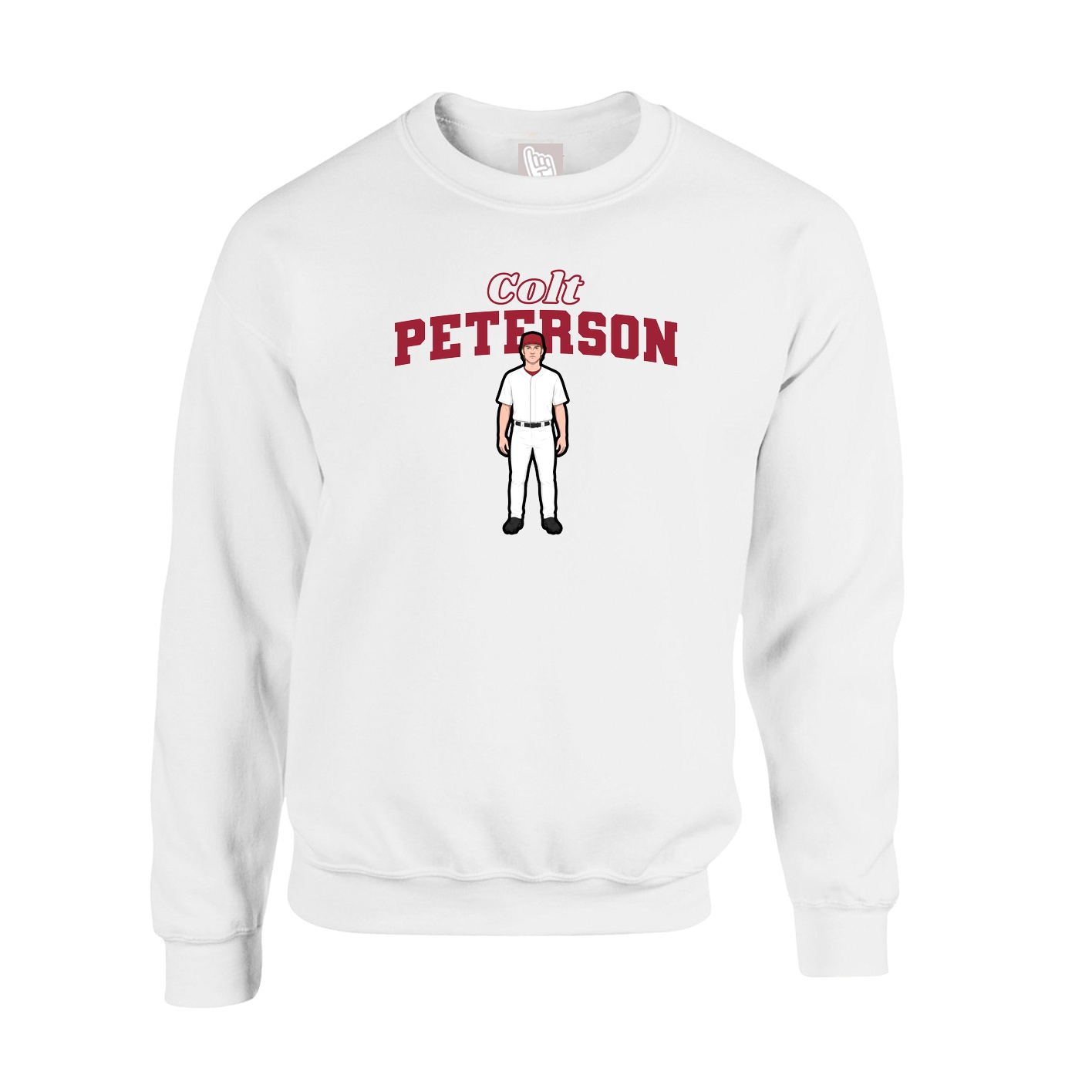 Fleece Crew — Name Arch in White