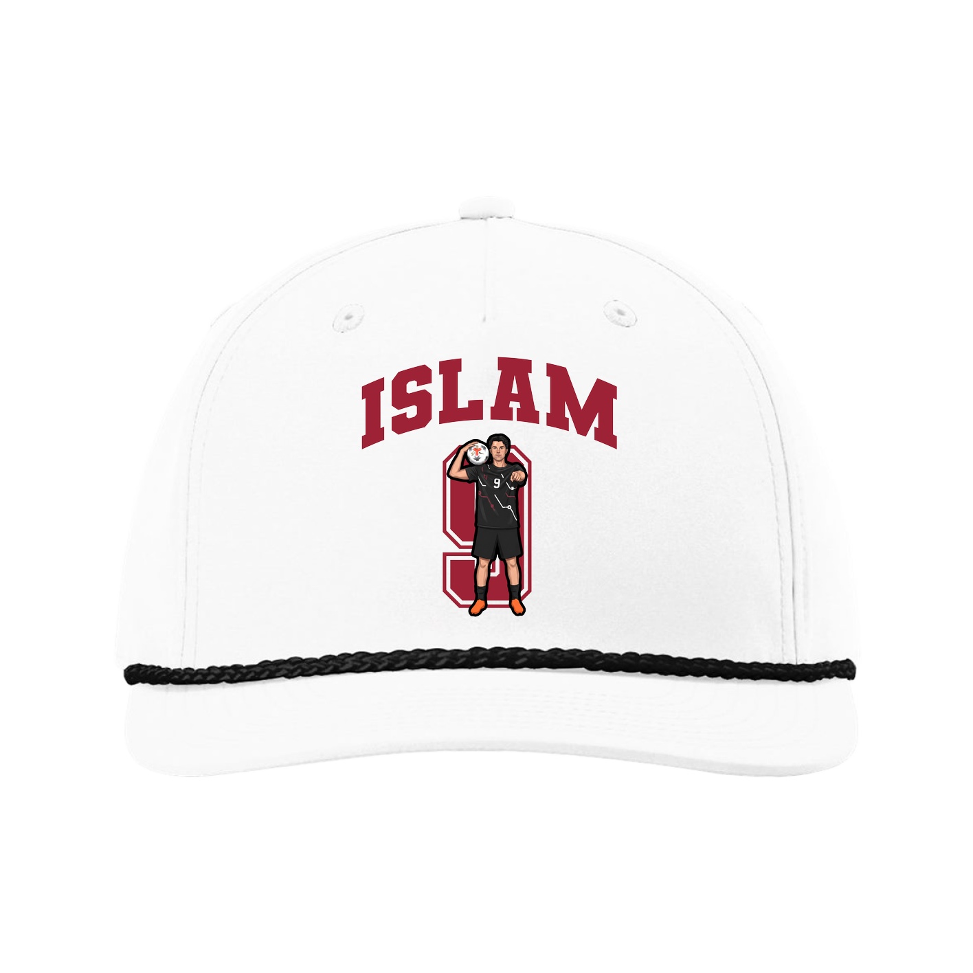 Five-Panel Classic Rope Cap — Number in White