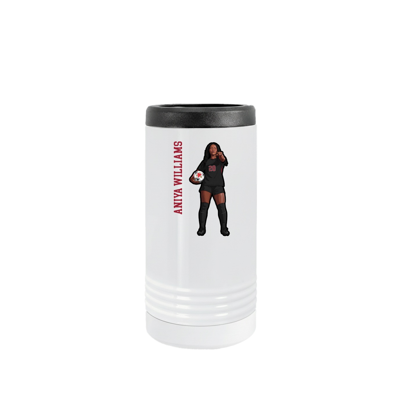 Slim Beverage Holder — Name Vertical in White