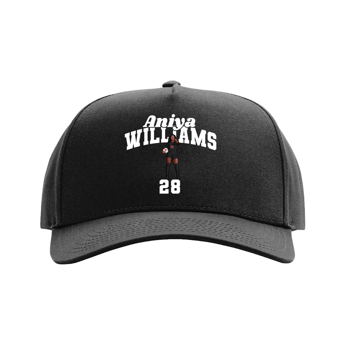 Full Fabric Five-Panel Champ Cap — Signature Arch in Black